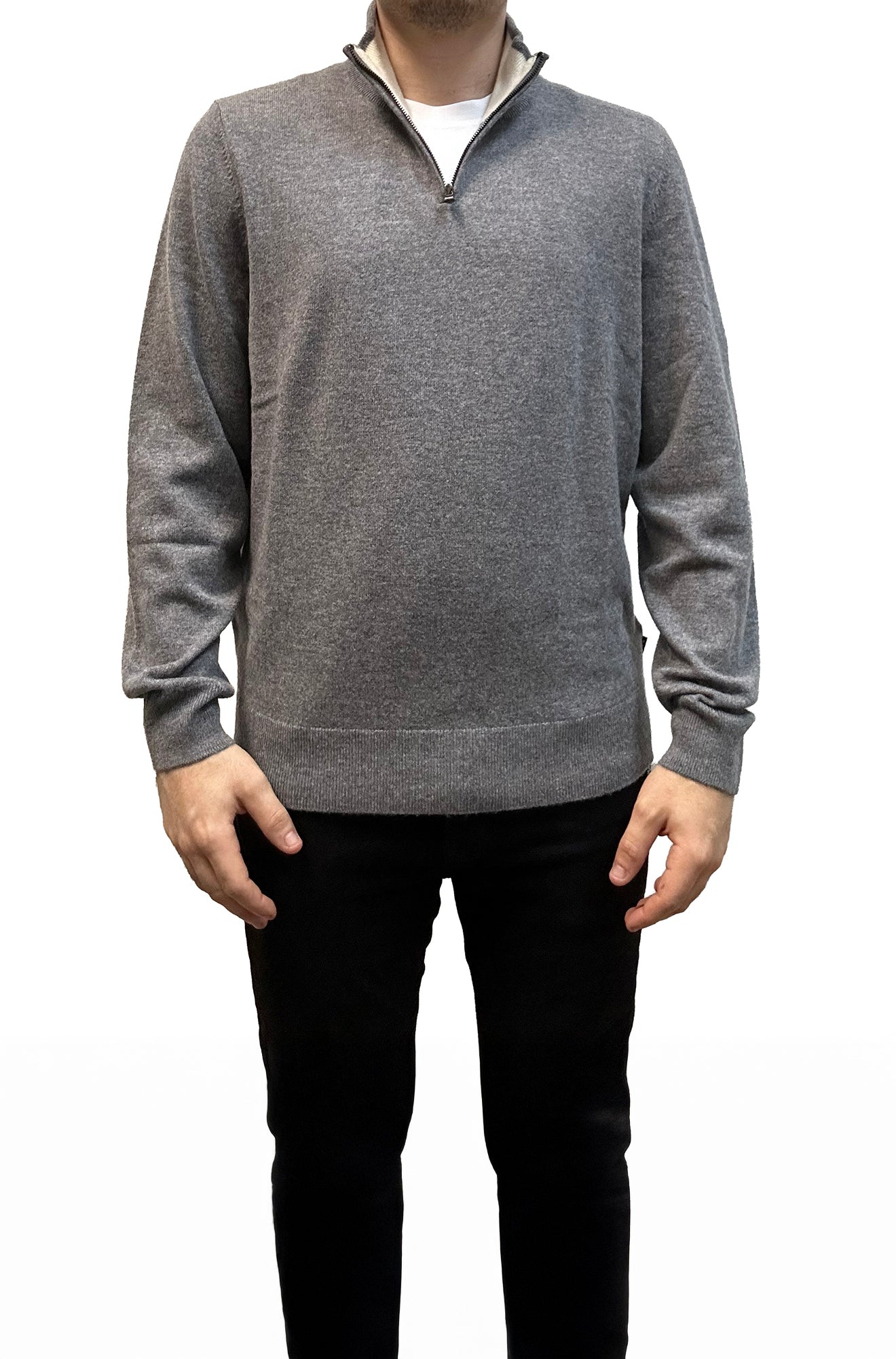 Chandail habillé avec zip 3/4 pour homme par HUGO BOSS | 50549984 Gris moyen | Boutique Vvög, vêtements mode pour homme et femme
