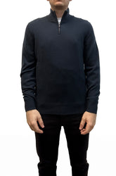 Chandail habillé avec zip 3/4 pour homme par HUGO BOSS | 50549984 Bleu foncé | Boutique Vvög, vêtements mode pour homme et femme