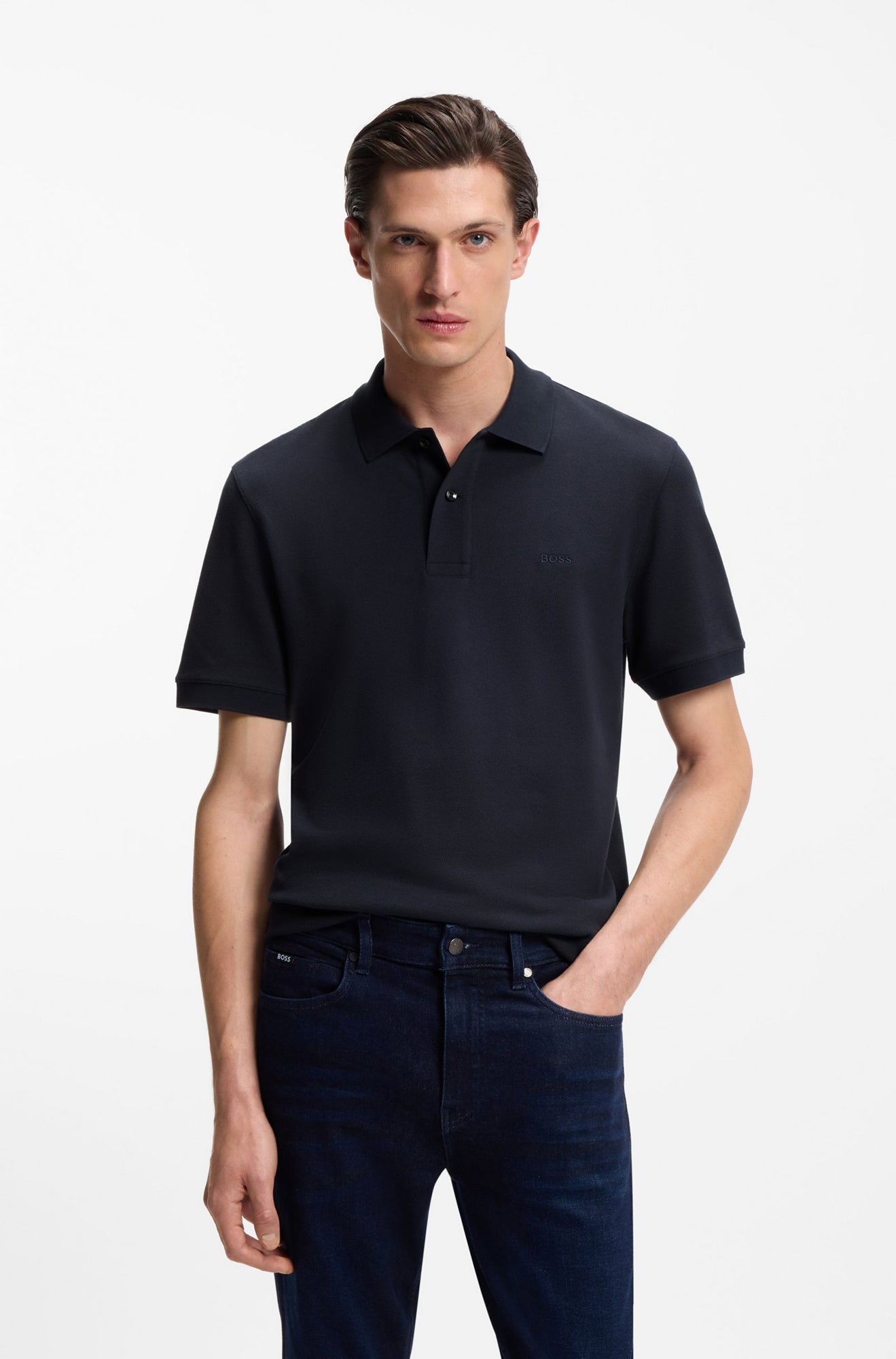 Polo sport pour homme par HUGO BOSS | 50553564 Bleu Foncé | Boutique Vvög, vêtements mode pour homme et femme