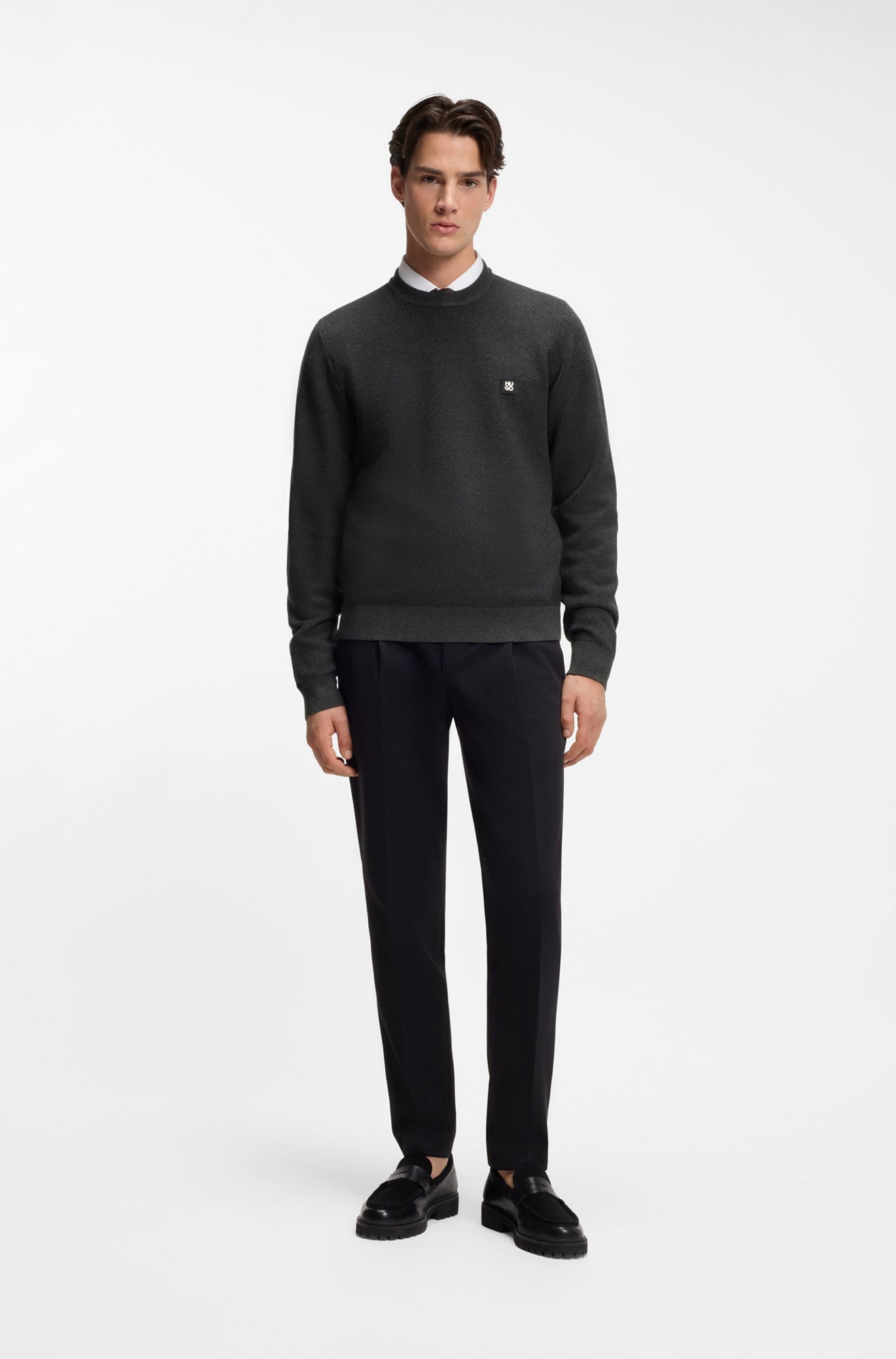 Chandail manches longues pour homme par HUGO BOSS | 50553610 Gris Moyen | Boutique Vvög, vêtements mode pour homme et femme