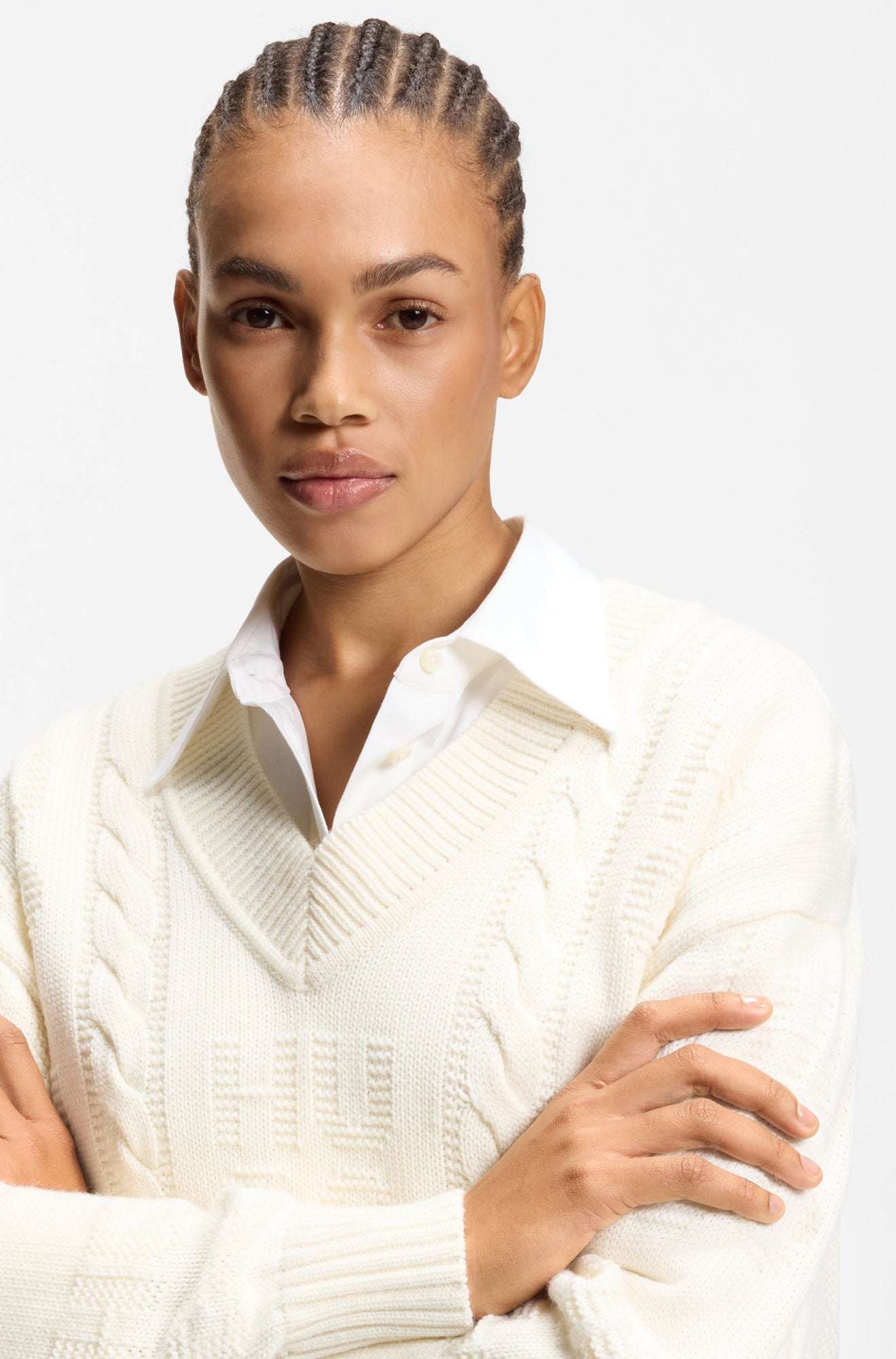 Chandail pardessus pour femme par HUGO BOSS | 50554075 Blanc Ouvert | Boutique Vvög, vêtements mode pour homme et femme