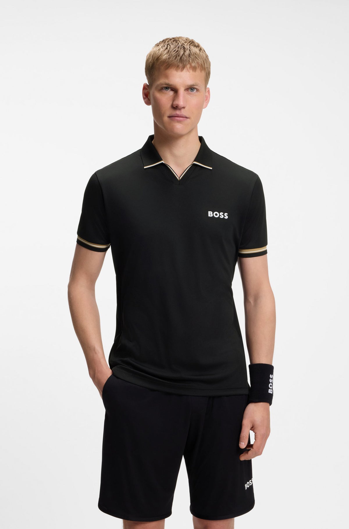 Polo col ouvert pour homme par HUGO BOSS | 50559200 Noir | Boutique Vvög, vêtements mode pour homme et femme