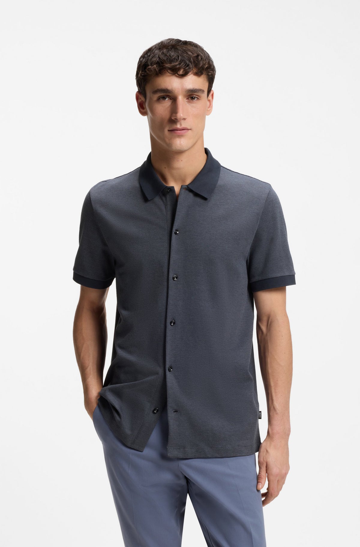 Polo boutonné pour homme par HUGO BOSS | 50560014 Bleu Foncé | Boutique Vvög, vêtements mode pour homme et femme