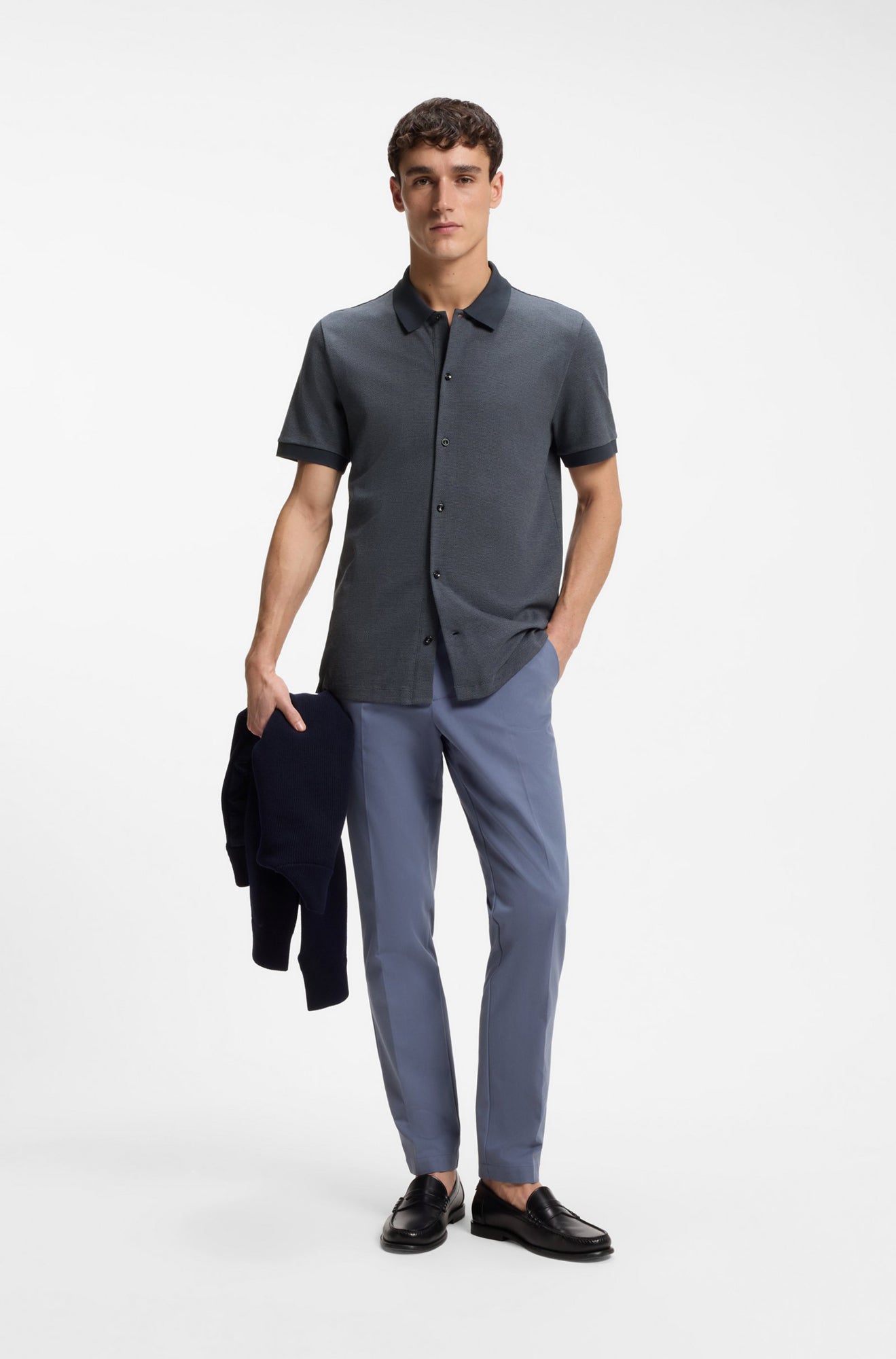 Polo boutonné pour homme par HUGO BOSS | 50560014 Bleu Foncé | Boutique Vvög, vêtements mode pour homme et femme