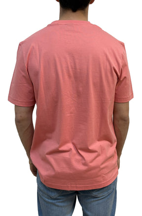 T-shirt corail à manches courtes, vue de dos avec encolure ronde et ourlet droit pour homme par HUGO BOSS