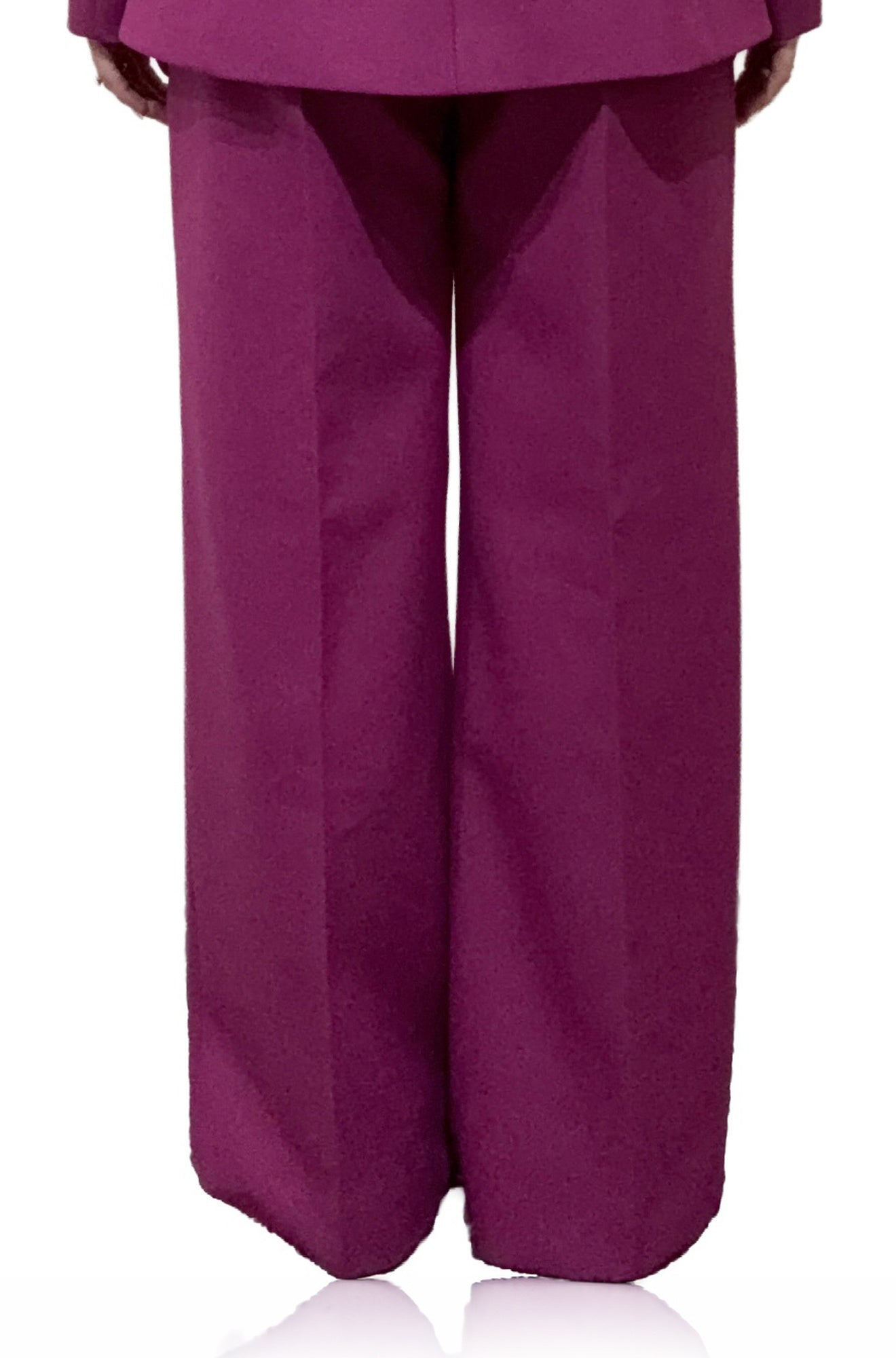 Vue arrière basse de la pantalon jambe large large magenta pour femme par HUGO BOSS