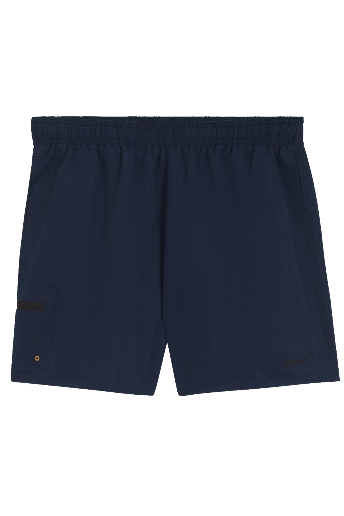 Short maillot marine avec taille élastique, poche et logo ton sur ton pour homme par HUGO BOSS, vue avant isolée