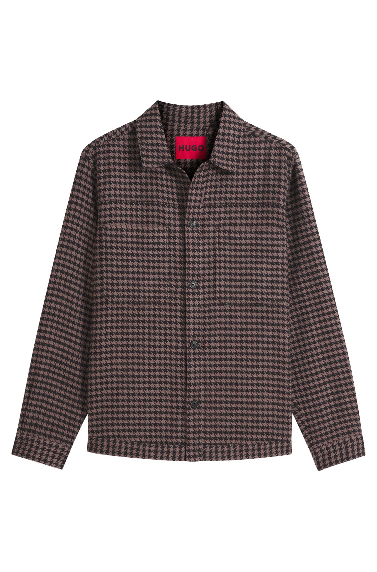 Surchemise pied-de-poule brun et noir avec boutons et poches poitrine pour homme par HUGO BOSS, vue avant