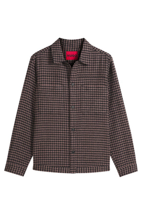 Surchemise pied-de-poule brun et noir avec boutons et poches poitrine pour homme par HUGO BOSS, vue avant