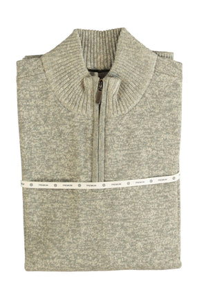 Chandail manches longues en tricot gris chiné plié avec col montant côtelé, vue a plat pour homme par Fellows