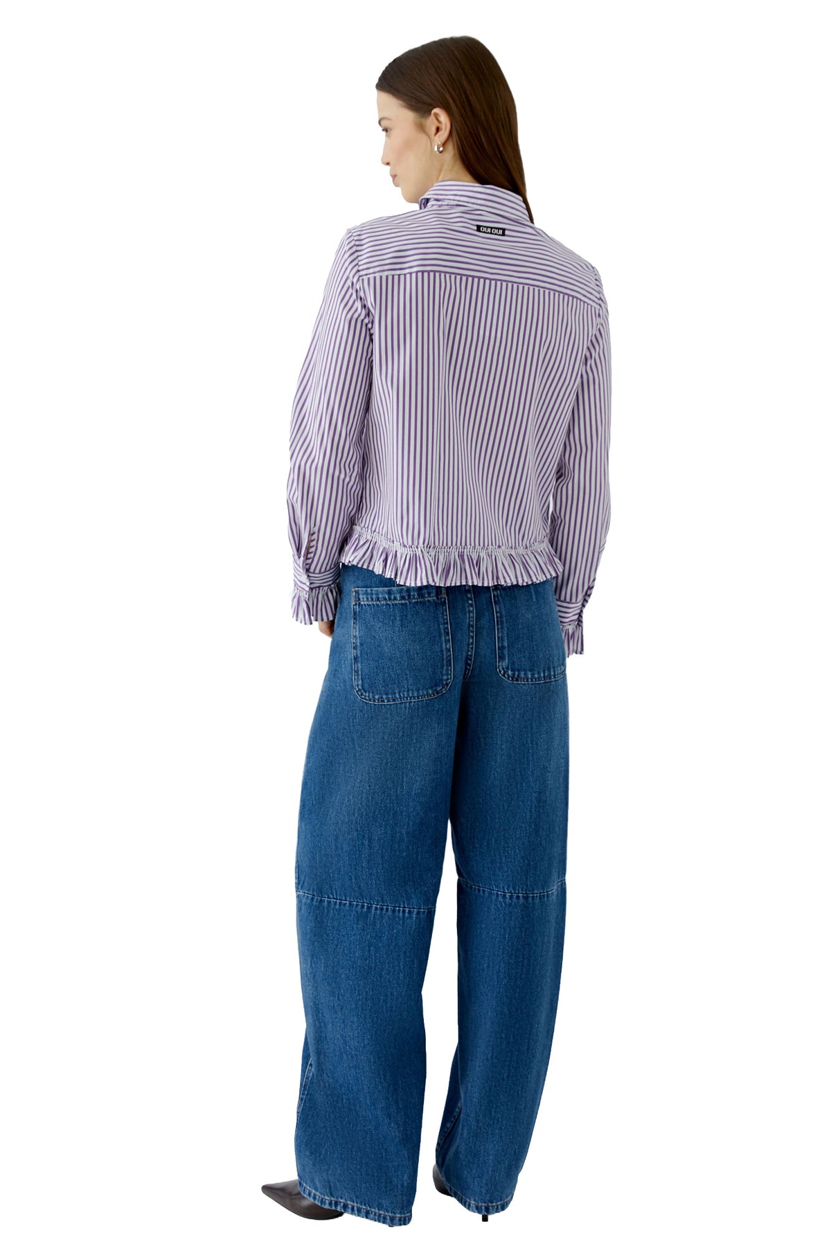 Blouse manches longues blanc, vue de dos sur mannequin pour femme par Oui