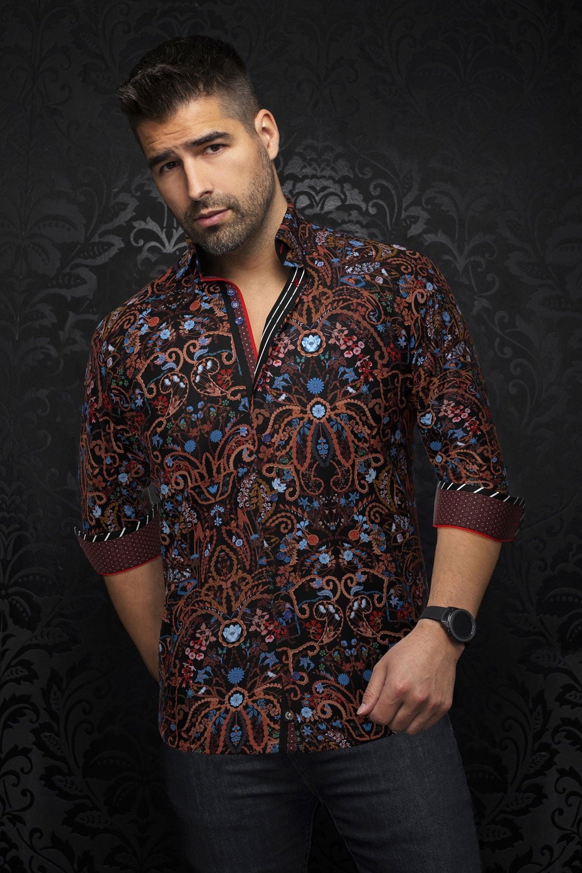 Chemise manches longues pour homme par Au Noir | ABERDEEN Rouille | Boutique Vvög, inventaire complet de la marque Au Noir