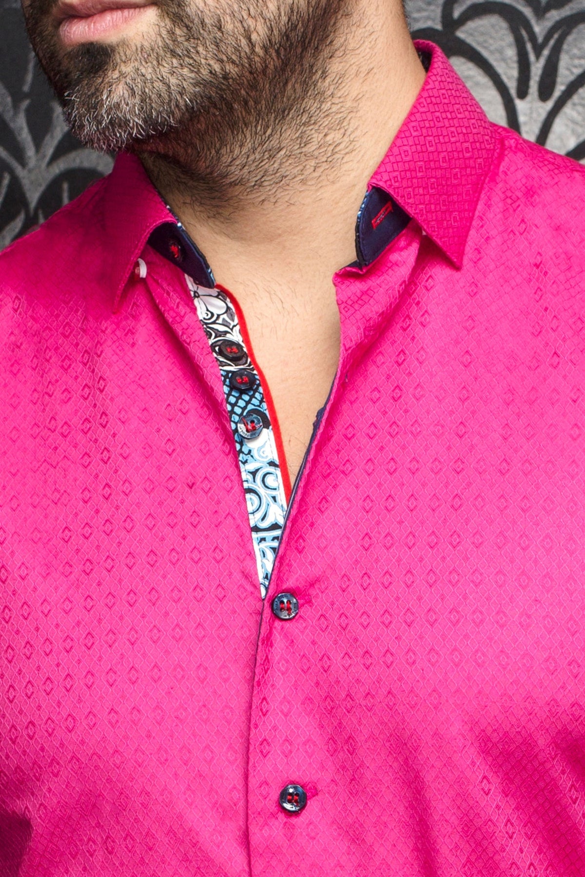 Long sleeve shirt for men by Au Noir | ADJANI Fuchsia | Boutique Vvög, complete inventory of the Au Noir brand