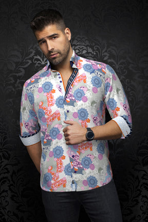 Chemise manches longues en Knit pour homme par Au Noir | ALBORI Blanc Multi | Boutique Vvög, inventaire complet de la marque Au Noir