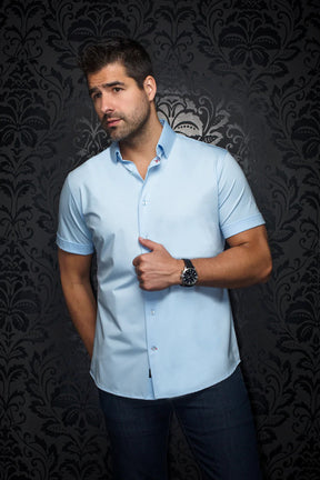 Chemise manches courtes en Knit pour homme par Au Noir | ALEX (SS) SLD Bleu Clair | Vvog.ca, inventaire complet de la marque Au Noir