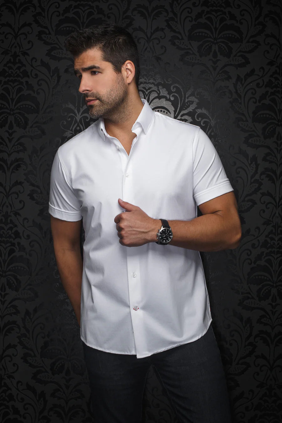 Chemise manches courtes en Knit pour homme par Au Noir | ALEX (SS) SLD Blanc | Vvog.ca, inventaire complet de la marque Au Noir