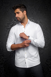 Chemise manches longues en Knit pour homme par Au Noir | ALEXANDER SLD Blanc Pierre | Boutique Vvög, inventaire complet de la marque Au Noir