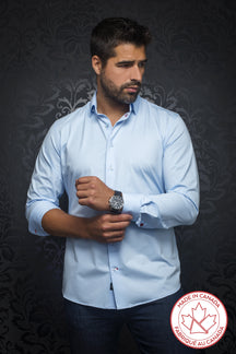 Chemise manches longues en Knit fabriquée au Canada pour homme par Au Noir | ALEXANDER Lt-Bleu/ltblue  | Vvog.ca, inventaire complet de la marque Au Noir