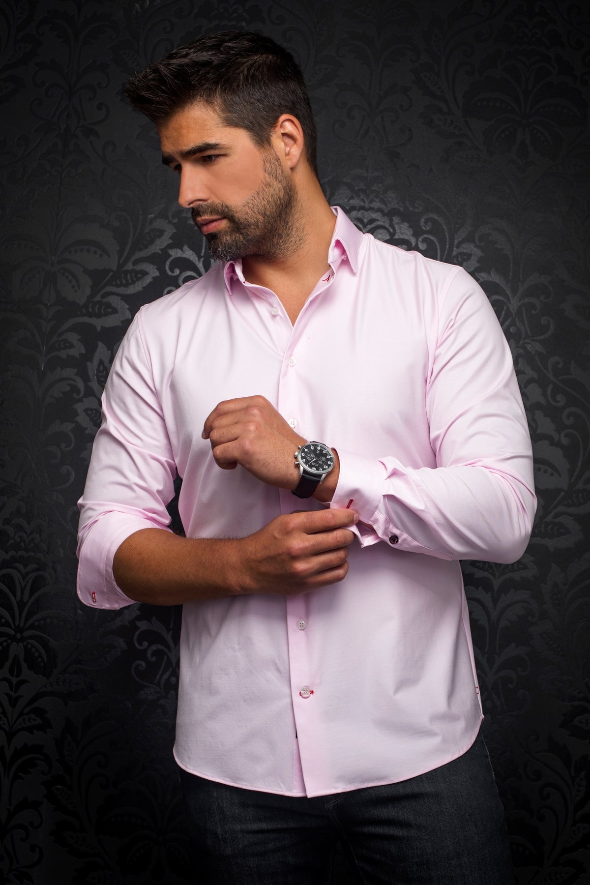 Chemise manches longues en Knit pour homme par Au Noir | ALEXANDER SLD Rose | Boutique Vvög, inventaire complet de la marque Au Noir