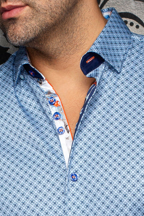 Chemise manches courtes en coton extensible pour homme par Au Noir | ALONA (SS) Bleu Pâle | Boutique Vvög, inventaire complet de la marque Au Noir