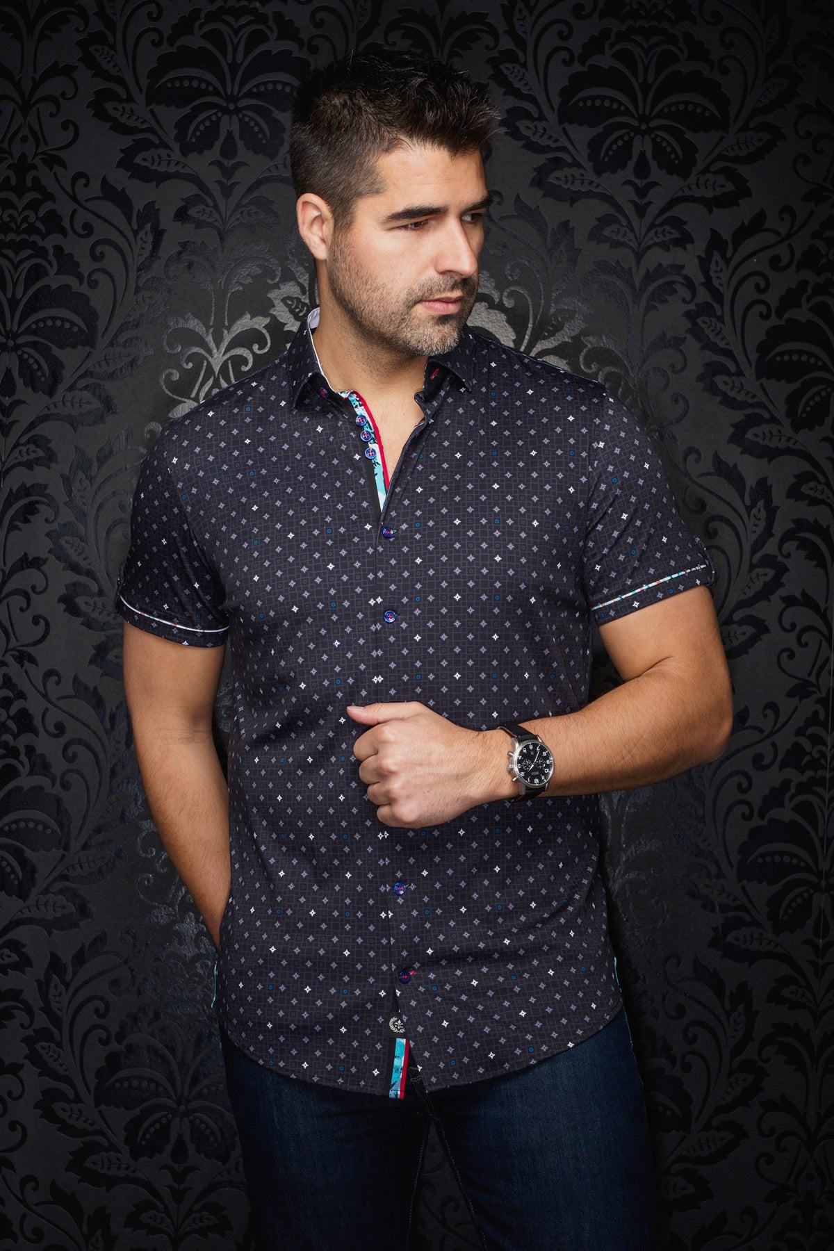 Chemise manches courtes en Knit pour homme par Au Noir | APOLLO(SS) Noir | Boutique Vvög, inventaire complet de la marque Au Noir