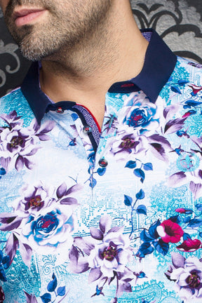 Polo for men by Au Noir | ARAGON White Turquoise | Boutique Vvög, complete inventory of the Au Noir brand