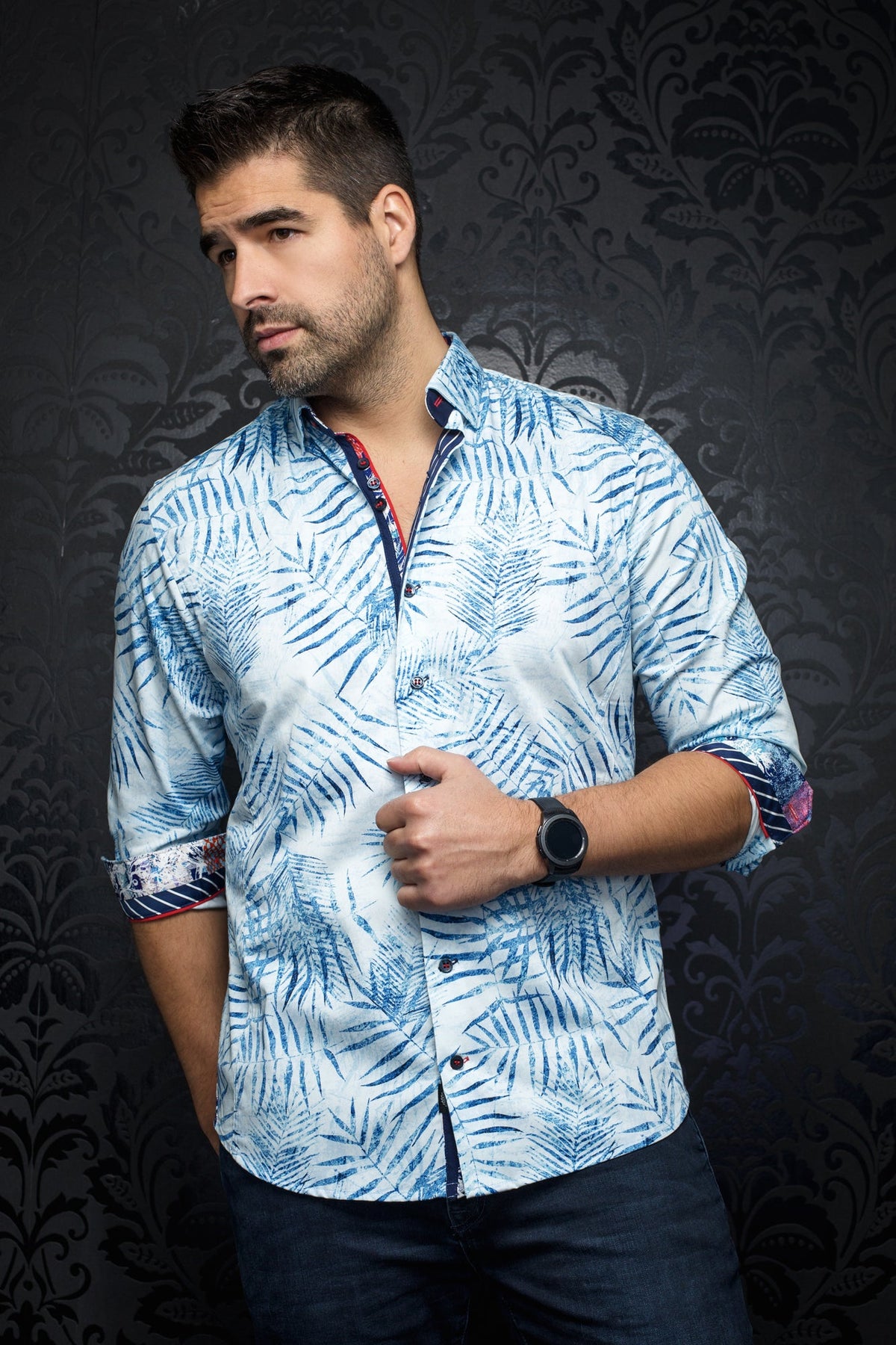 Chemise manches longues pour homme par Au Noir | ARECA Bleu Clair | Boutique Vvög, inventaire complet de la marque Au Noir