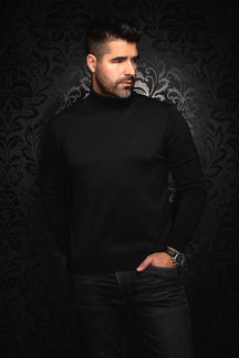 Chandail col roulé en laine mérino pour homme par Au Noir | ARKANES Noir | Boutique Vvög, inventaire complet de la marque Au Noir