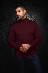 Chandail col roulé en laine mérino pour homme par Au Noir | ARKANES Cabernet | Boutique Vvög, inventaire complet de la marque Au Noir