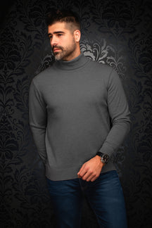 Chandail col roulé en laine mérino pour homme par Au Noir | ARKANES Gris Foncé | Boutique Vvög, inventaire complet de la marque Au Noir