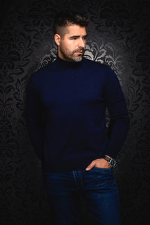 Chandail col roulé en laine mérino pour homme par Au Noir | ARKANES Marine | Boutique Vvög, inventaire complet de la marque Au Noir
