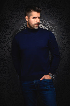 Chandail col roulé en laine mérino pour homme par Au Noir | ARKANES Marine | Boutique Vvög, inventaire complet de la marque Au Noir
