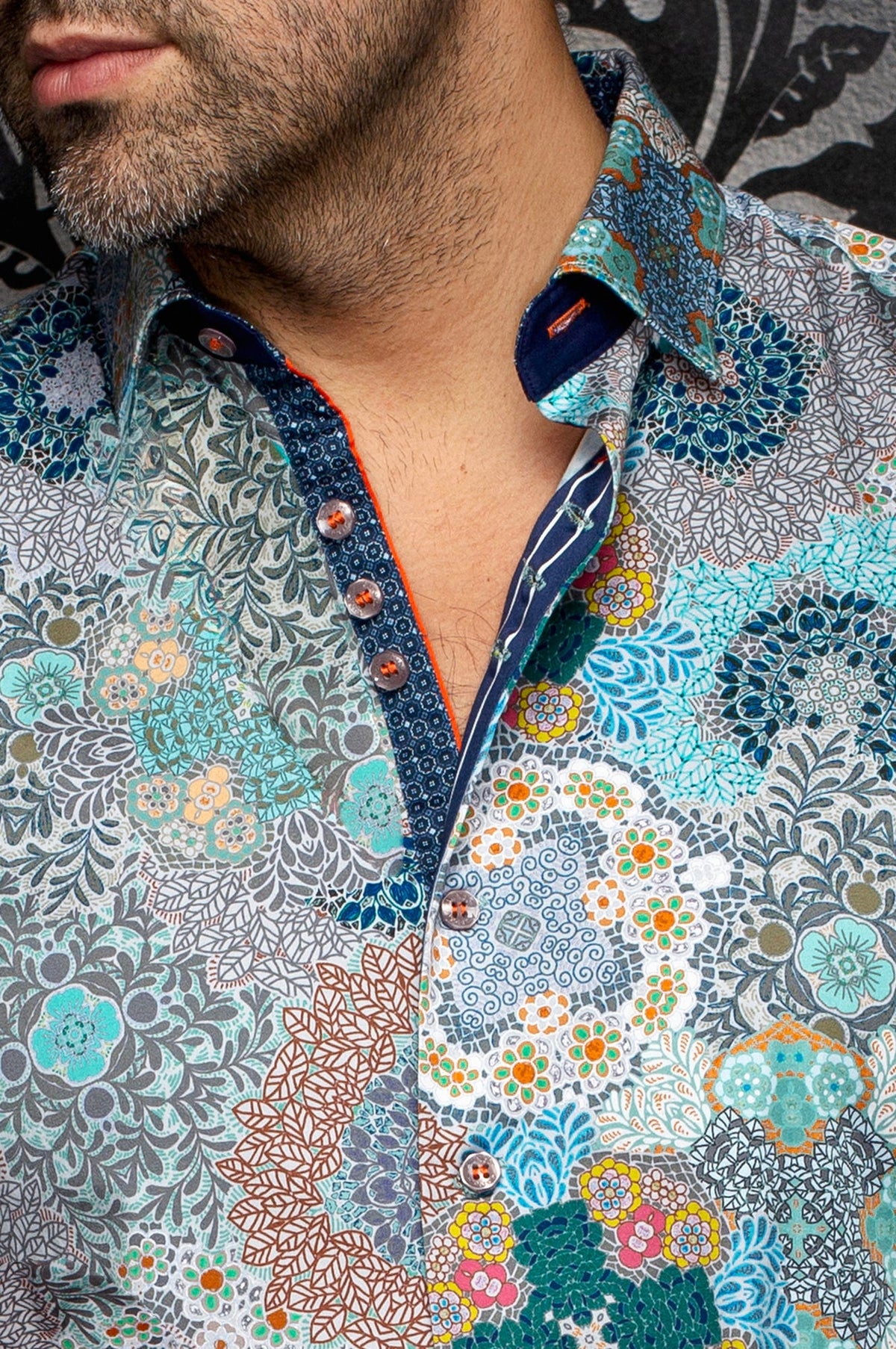 Chemise manches longues en coton extensible pour homme par Au Noir | ASHAR Aqua Vert | Boutique Vvög, inventaire complet de la marque Au Noir
