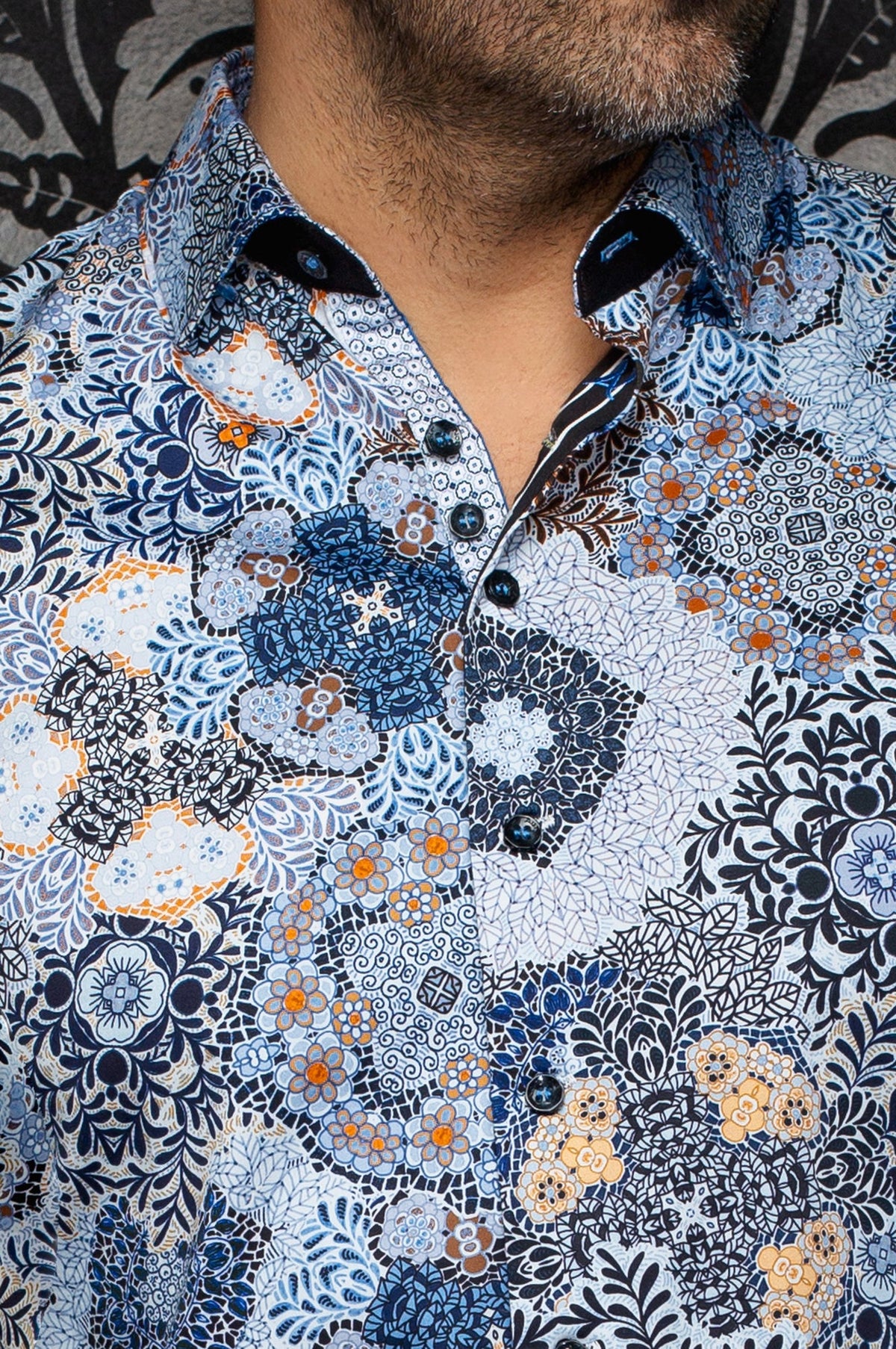 Chemise manches longues en coton extensible pour homme par Au Noir | ASHAR Bleu | Boutique Vvög, inventaire complet de la marque Au Noir