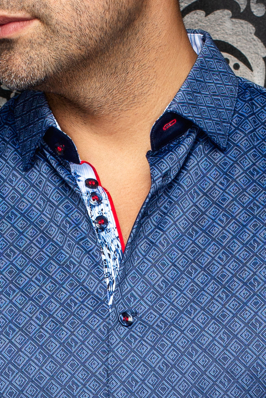 Chemise manches courtes en Knit extensible pour homme par Au Noir | ATACAMA (SS) Marine | Boutique Vvög, inventaire complet de la marque Au Noir