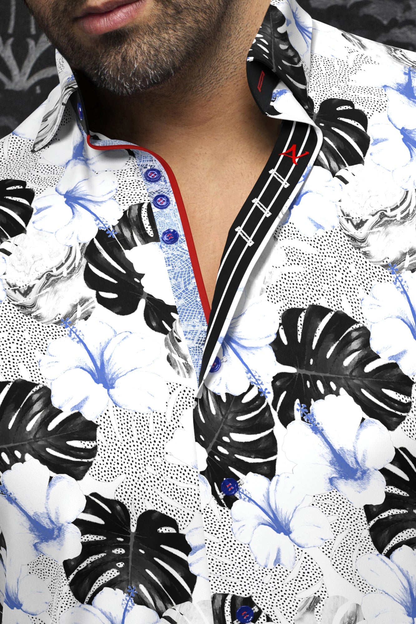 Short sleeve shirt for men by Au Noir | AXEL(SS) White Black | Boutique Vvög, complete inventory of the Au Noir brand