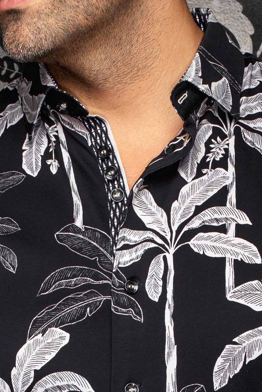 Chemise manches courtes en Knit extensible pour homme par Au Noir | AZURE (SS) Noir | Boutique Vvög, inventaire complet de la marque Au Noir