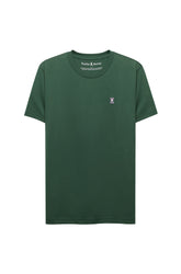 Psycho Bunny men's dark green crewneck Short-sleeve T-Shirt with small embroidered bunny logo on chest, product view