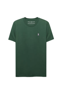 T-Shirt à col rond vert foncé, manches courtes, vue produit pour homme par Psycho Bunny