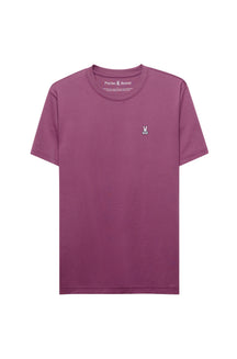 Vue de face d’un T-Shirt mauve violet à col rond, manches courtes et petit logo poitrine pour homme par Psycho Bunny