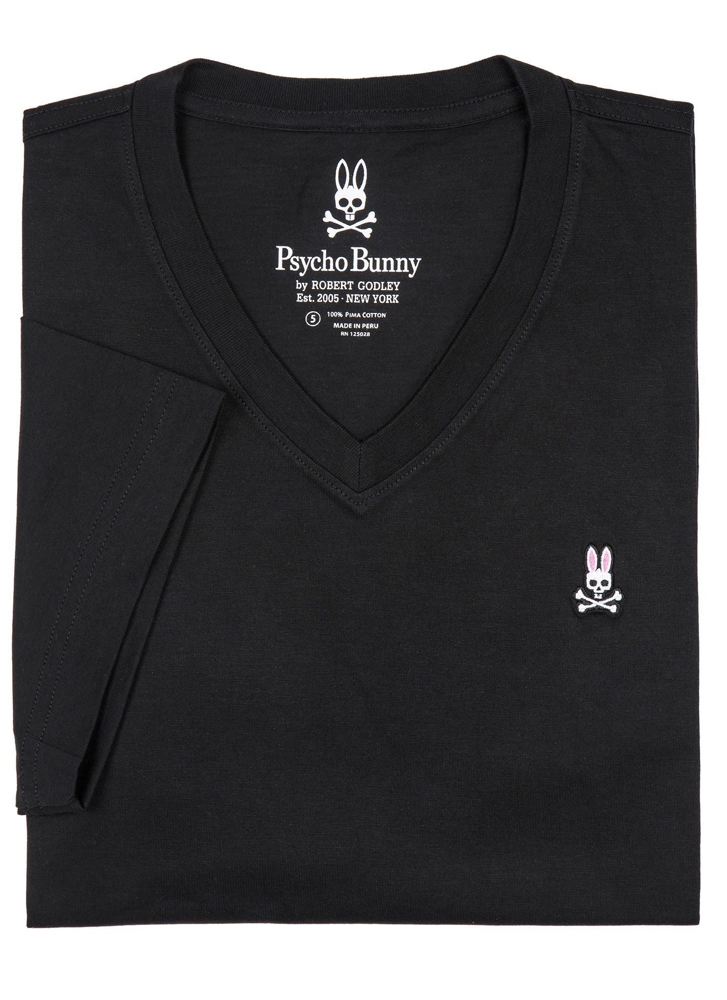 T-Shirt pour homme par Psycho Bunny | V-Neck B6U100ARPC Noir | Boutique Vvög, vêtements mode pour homme et femme