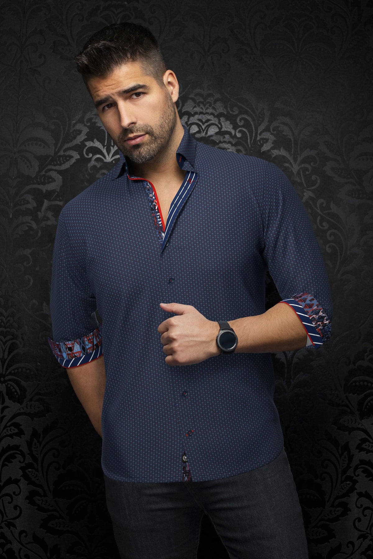 Chemise manches longues pour homme par Au Noir | BALLERINI Bleu Marine | Boutique Vvög, inventaire complet de la marque Au Noir