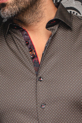 Chemise manches longues pour homme par Au Noir | BANGALORE Noir Beige | Boutique Vvög, inventaire complet de la marque Au Noir