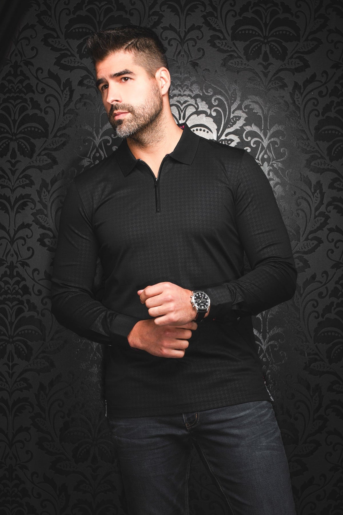 Polo manches longues pour homme par Au Noir | BENTLEY Noir | Boutique Vvög, inventaire complet de la marque Au Noir