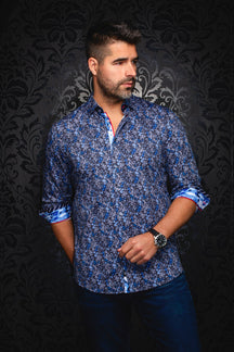 Chemise manches longues en Knit pour homme par Au Noir | BLOOM Noir Royal | Boutique Vvög, inventaire complet de la marque Au Noir