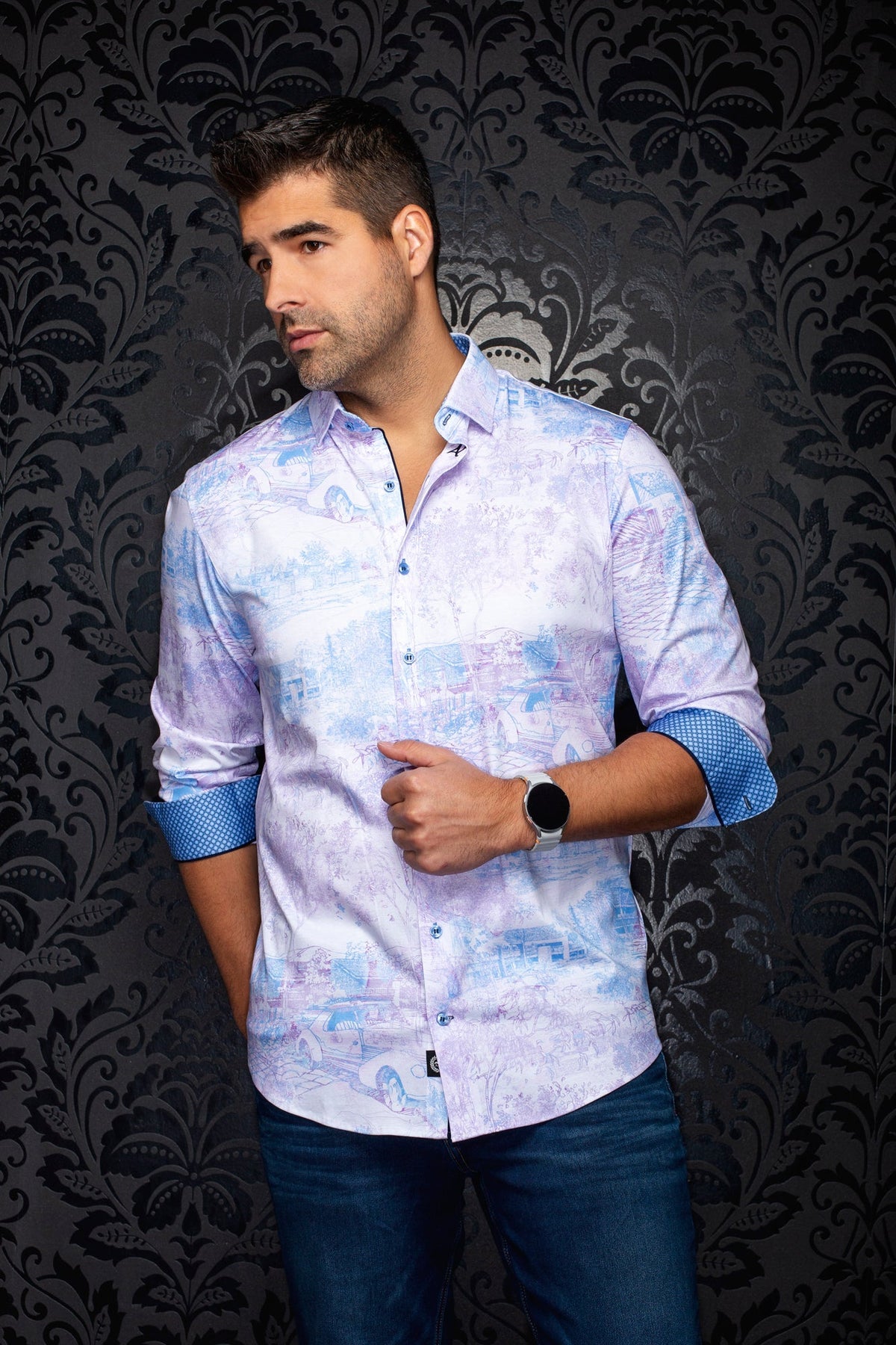 Chemise manches longues en Knit extensible pour homme par Au Noir | BREEZE Rose | Boutique Vvög, inventaire complet de la marque Au Noir