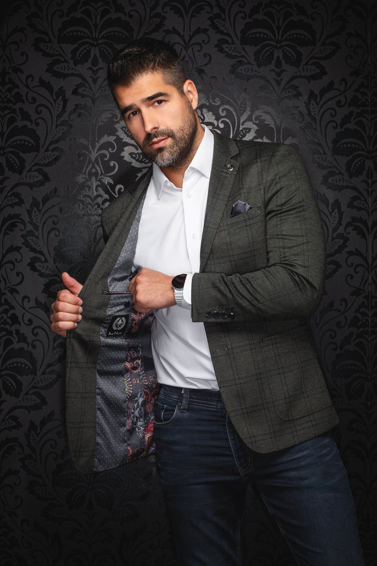 Veston pour homme par Au Noir | BROSNAN Olive | Boutique Vvög, inventaire complet de la marque Au Noir