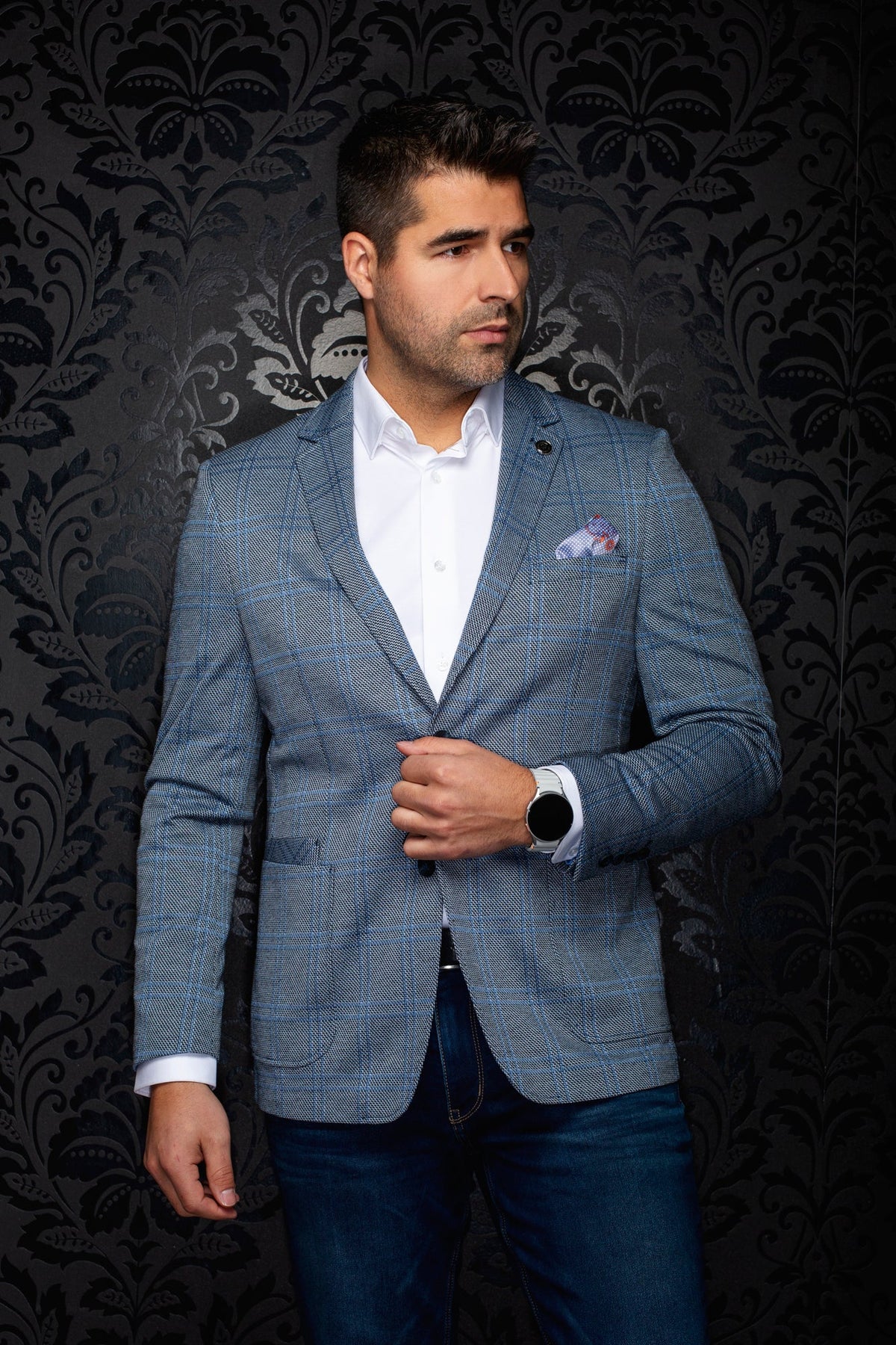 Veston pour homme par Au Noir | BROSNAN Bleu Clair | Boutique Vvög, inventaire complet de la marque Au Noir