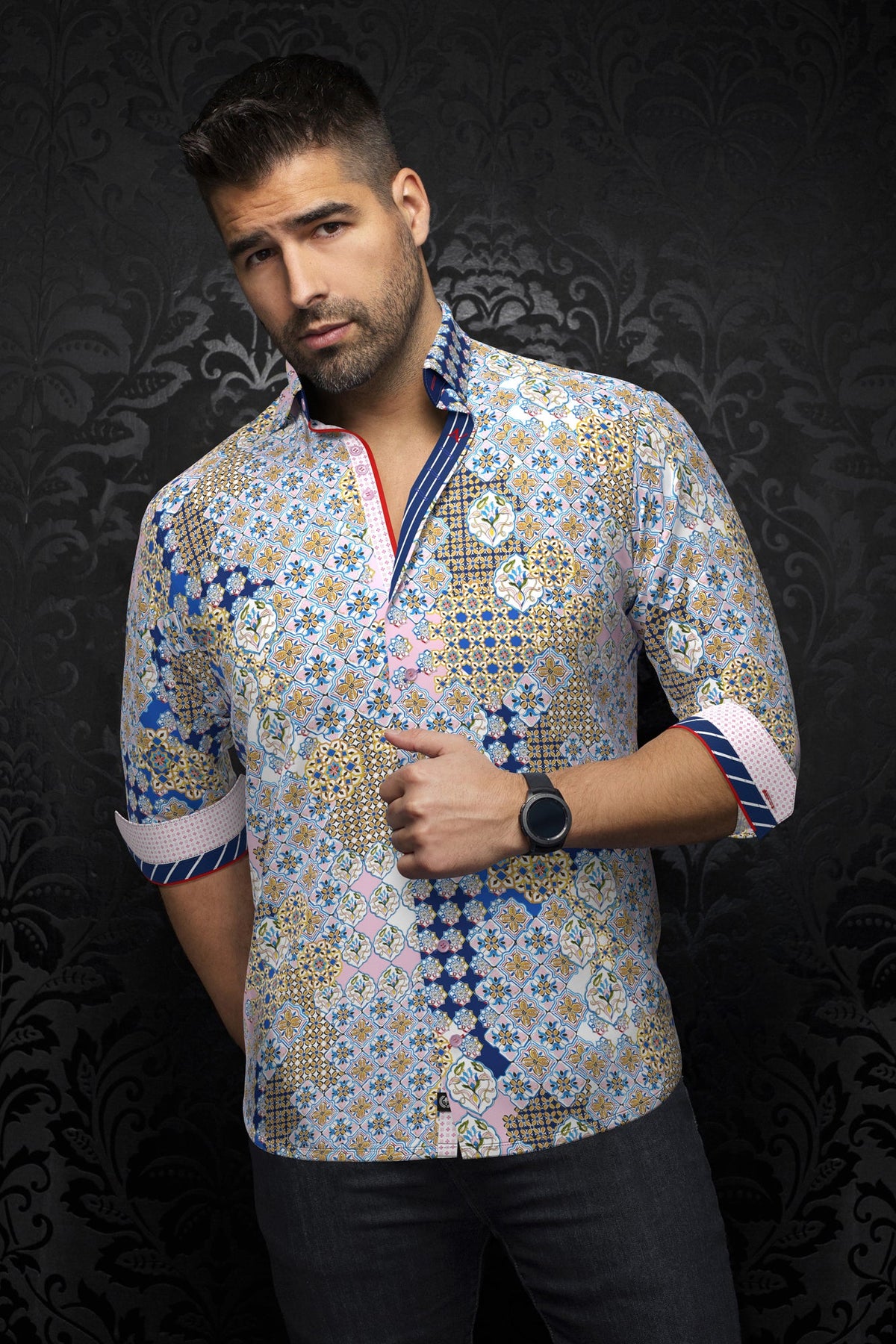 Long sleeve shirt for men by Au Noir | CARLSON Pink | Boutique Vvög, complete inventory of the Au Noir brand