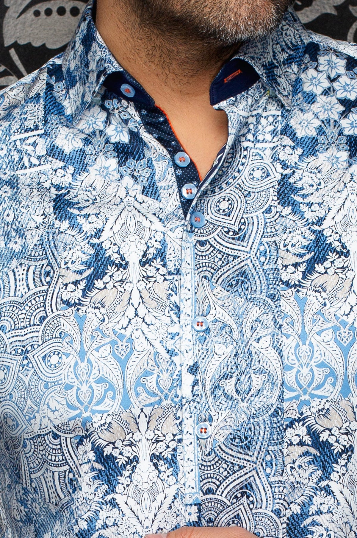 Chemise manches longues en coton extensible pour homme par Au Noir | CASCAIS Bleu | Boutique Vvög, inventaire complet de la marque Au Noir